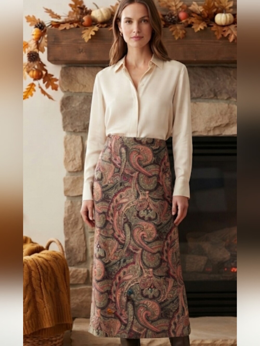 JM Collection Paisley Pencil Skirt